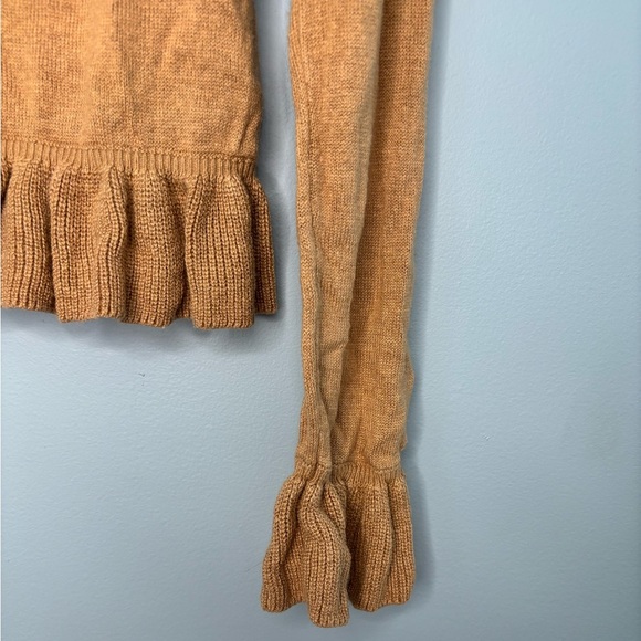 Moda International Sweater Womens Medium Tan Silk Cashmere Blend Y2K Ruffles - Picture 4 of 5